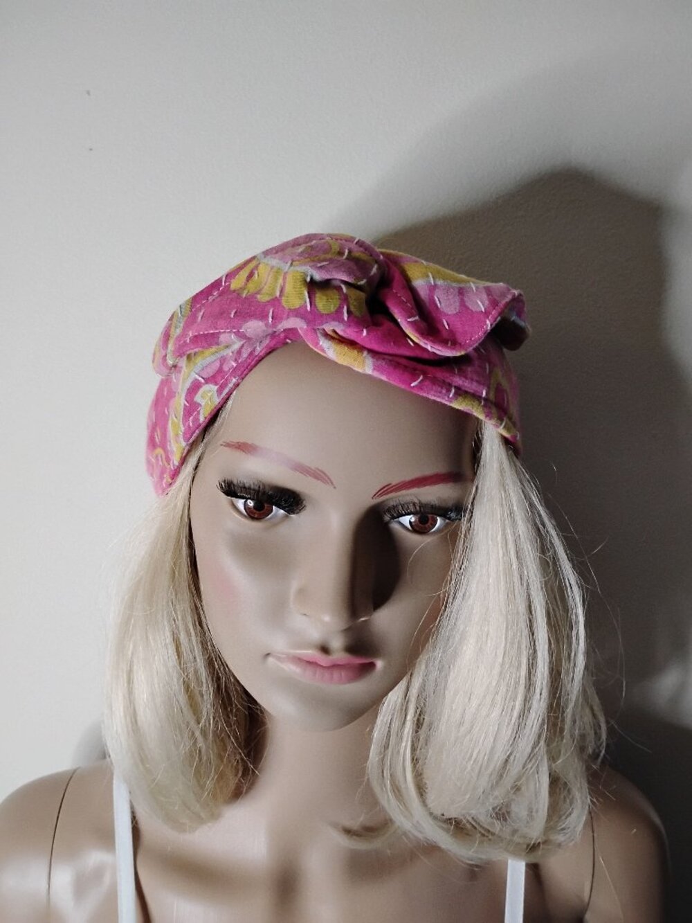 Kantha Wire Headband Pink Yellow Boho Hippie Handmade New KWH33.